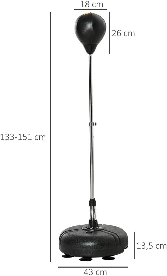 "HOMCOM" bokso kamuolio rinkinys stovintis bokso treniruočių krepšys 133-151 cm aukščio, reguliuojamas su 1 pora pirštinių, tinkamas profesionalams ir pradedantiesiems
