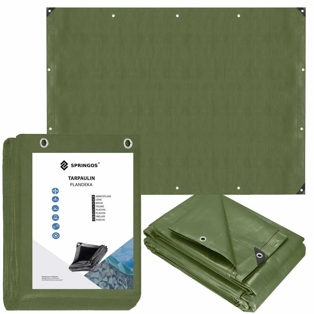 Springos Brezentas 6x9m 120g/m2 žalias polietileno