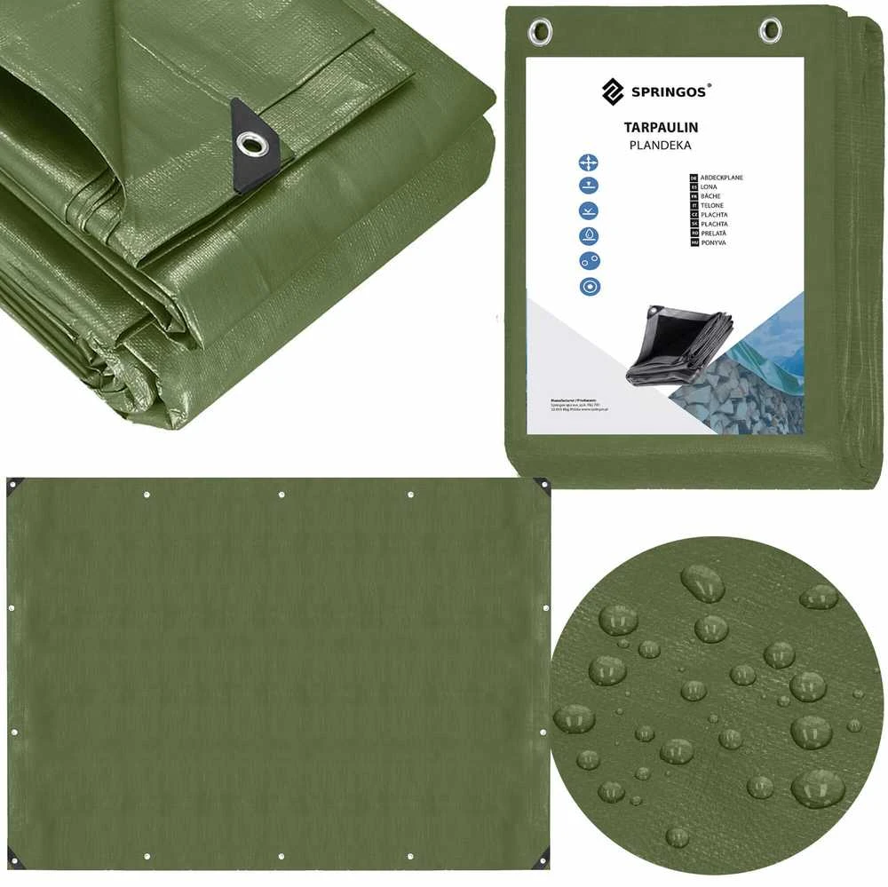 Springos Brezentas 6x9m 120g/m2 žalias polietileno