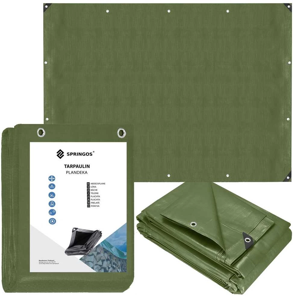 Brezentas Springos 5x8 m 120 g/m² žalias