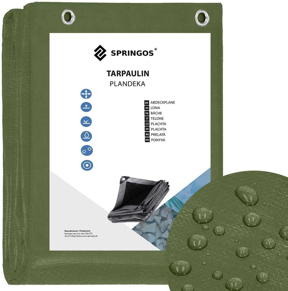 Brezentas Springos 5x8 m 120 g/m² žalias