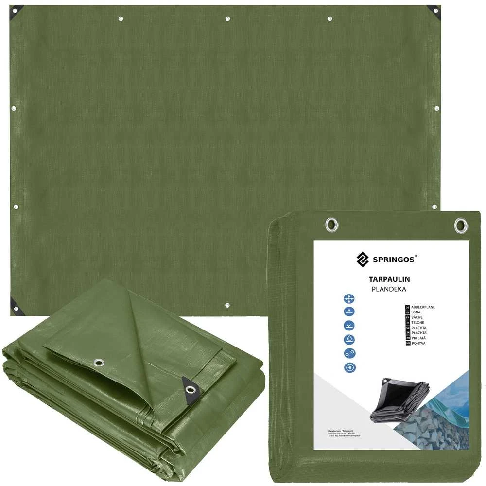 Brezentas Springos 5x8 m 120 g/m² žalias