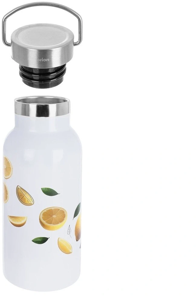 Butelio formos termosas 400 ml, baltas su citrusų motyvu, 7,5 × 7,5 × 17,5 cm