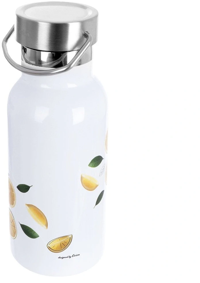 Butelio formos termosas 400 ml, baltas su citrusų motyvu, 7,5 × 7,5 × 17,5 cm