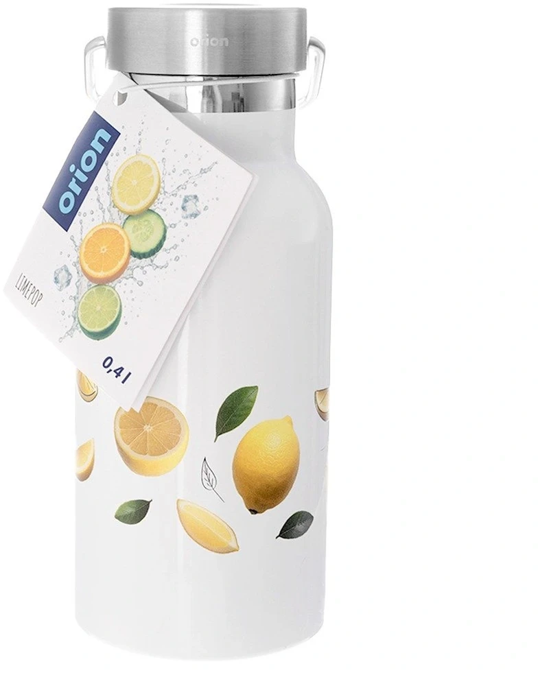 Butelio formos termosas 400 ml, baltas su citrusų motyvu, 7,5 × 7,5 × 17,5 cm