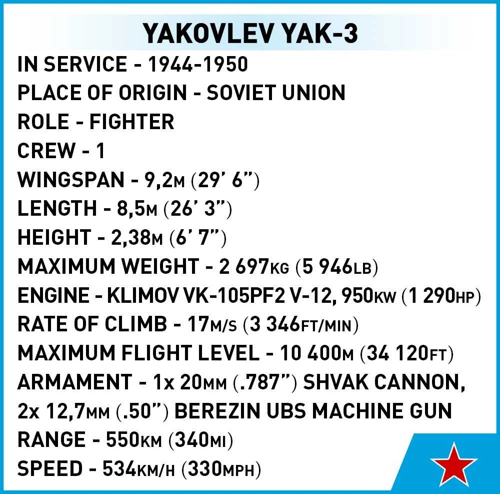 COBI - Konstruktorius Yakovlev Yak-3, 1/48, 5862