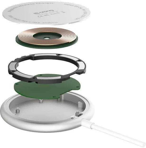 Crong MagSpot – aliuminio belaidis įkroviklis MagSafe (sidabro baltas)