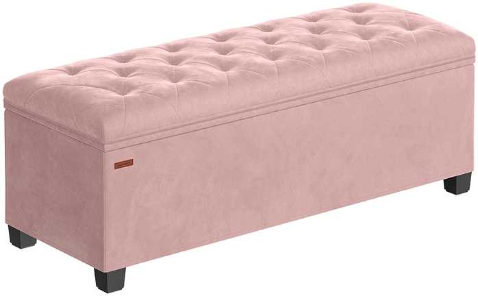 Songmics Taburetė su daiktadėže 40 x 110 x 40 cm pastelinės rožinės spalvos