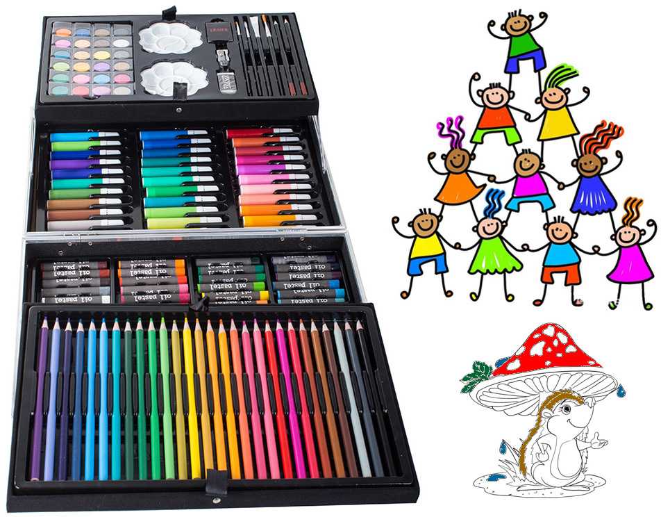 Piešimo rinkinys lagamine 145 dalių Rožinis