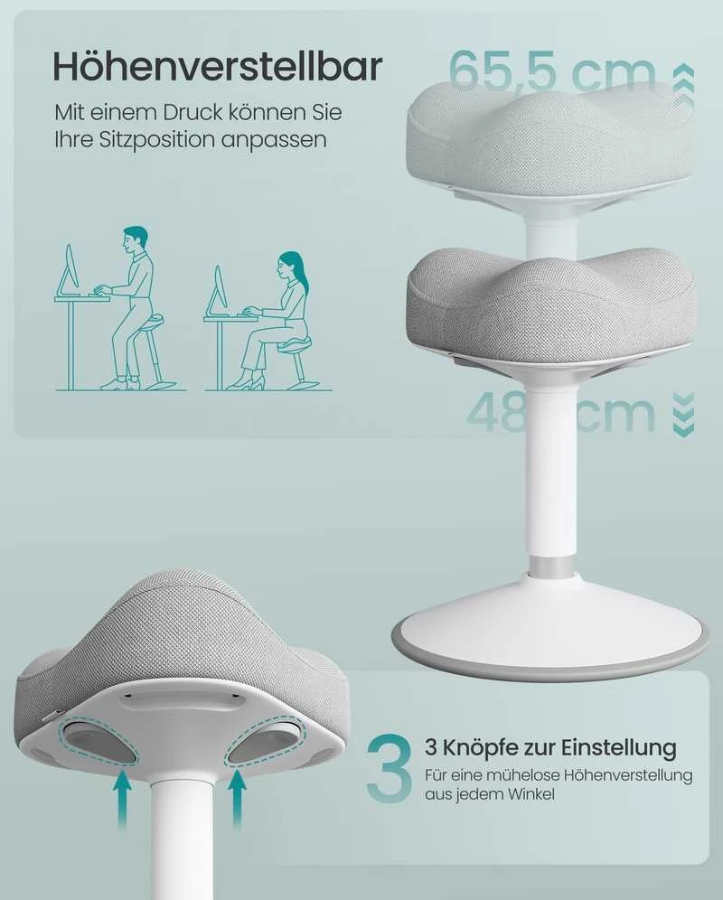 Songmics Darbo kėdė 36 × 36,5 × (48–65,5) cm