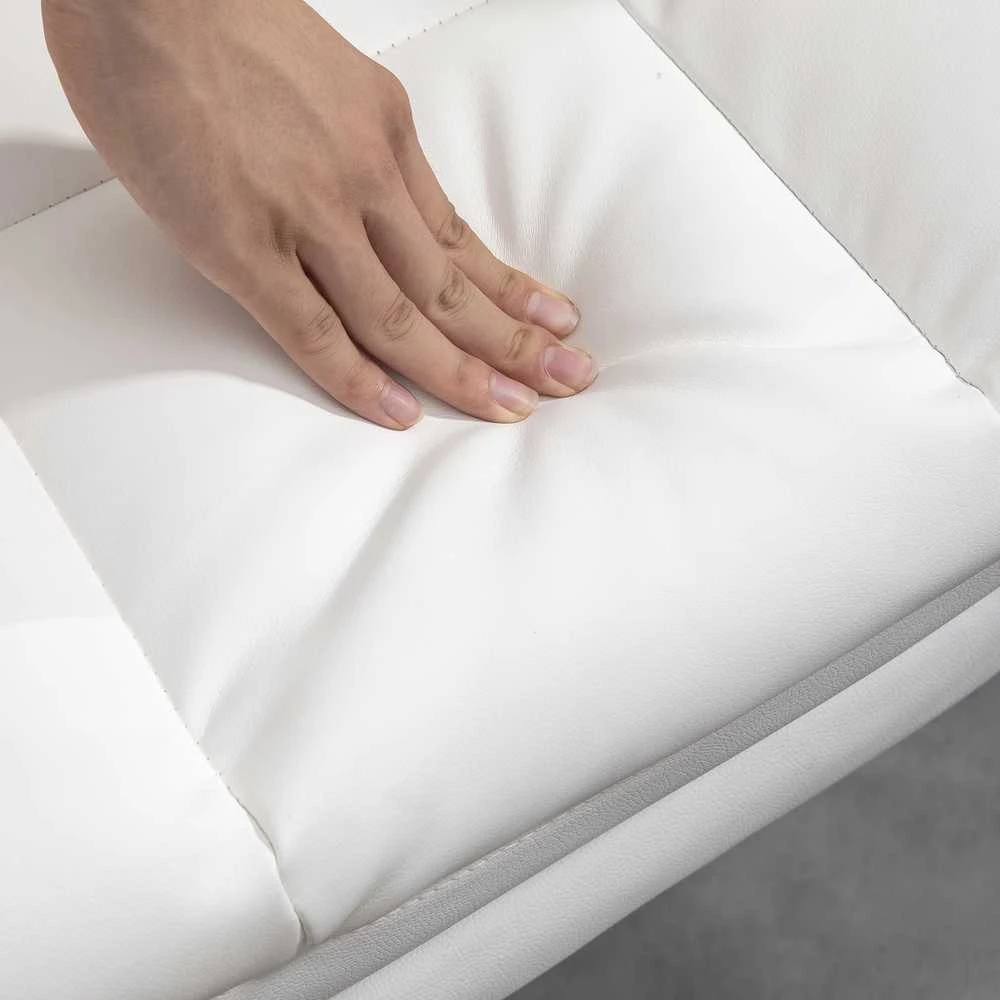 HOMCOM biuro kėdė, ergonomiška rašomojo stalo kėdė su atsilenkimo funkcija, juosmens pagalvėle, reguliuojamo aukščio kompiuterio kėdė su kojų atrama, sukimosi funkcija, skirta namų biurui, dirbtinė oda, balta