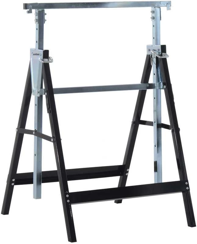 HOMCOM 2 x statybiniai ožiai, reguliuojamo aukščio iki 200 kg, plieniniai, juodi, 68 x 58 x 80-130 cm