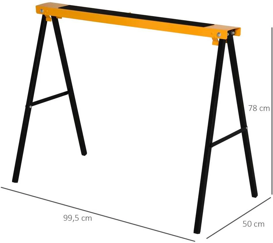 HOMCOM darbinis ožys, pjaustymo ožys, atraminis ožys, sulankstomas, neslystantis, plieno, oranžinis, juodas, 99,5 x 50 x 78 cm, keliamoji galia 125 kg