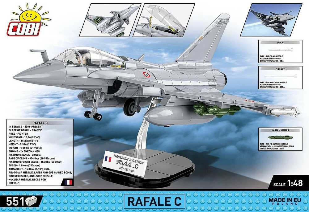 Cobi Dassault Rafale C konstravimo rinkinys iš 551 detalės
