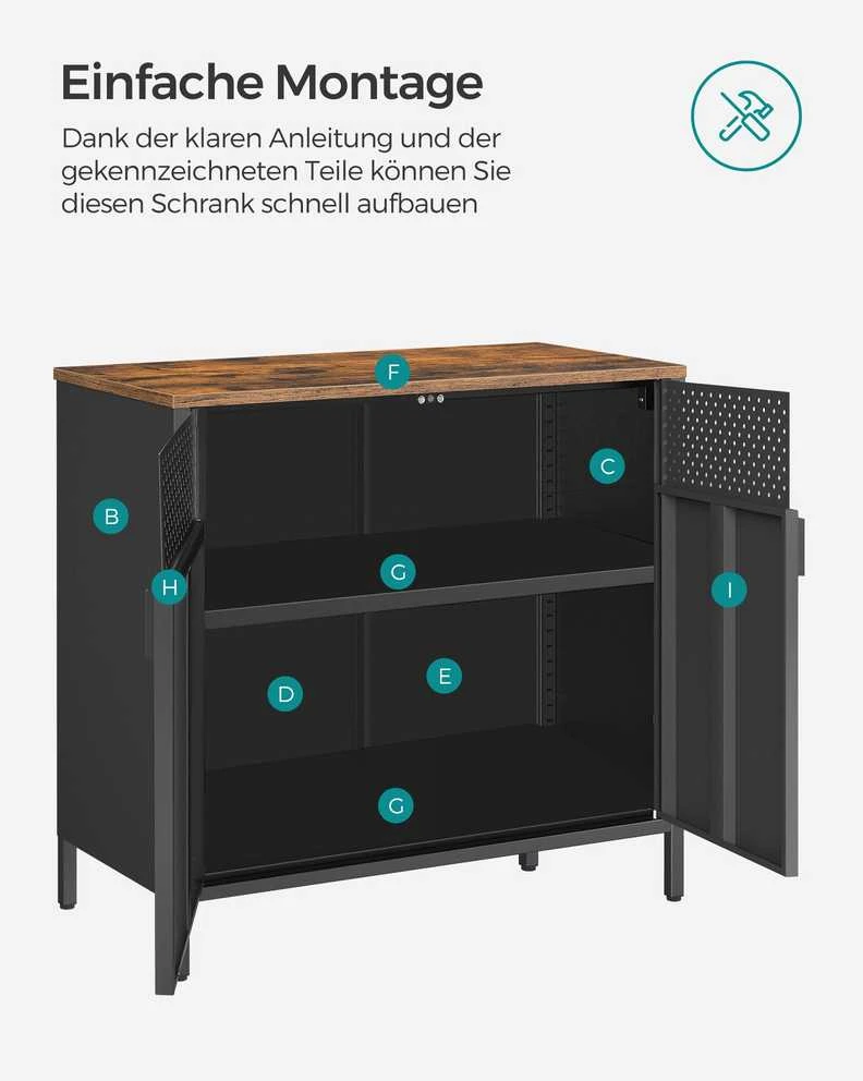 Songmics Sandėliavimo spintelė vintage ruda-juoda