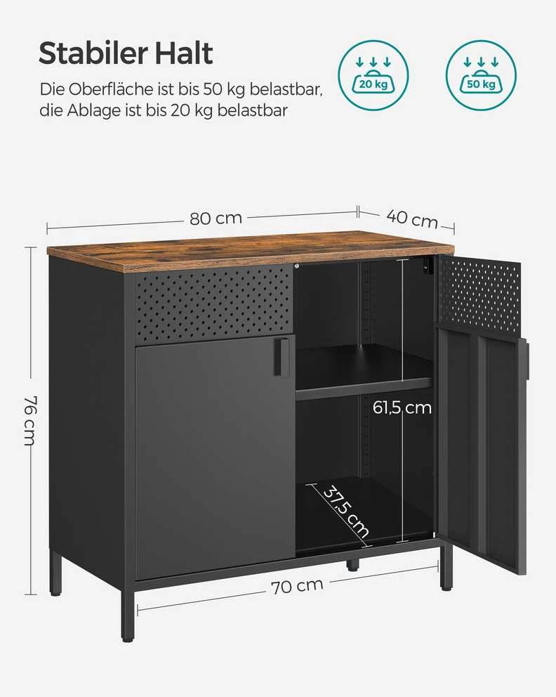 Songmics Sandėliavimo spintelė vintage ruda-juoda