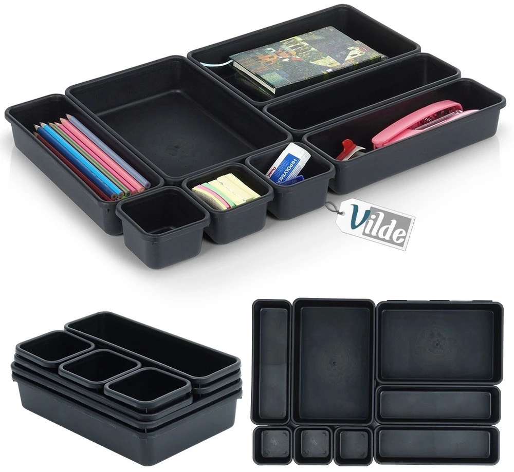Storage Solutions Vilde Rašomojo stalo stalčių organizatorius juodas modulinis 8 vnt.