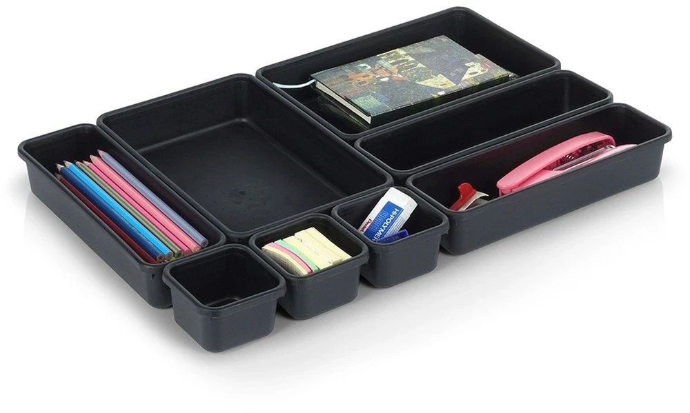 Storage Solutions Vilde Rašomojo stalo stalčių organizatorius juodas modulinis 8 vnt.