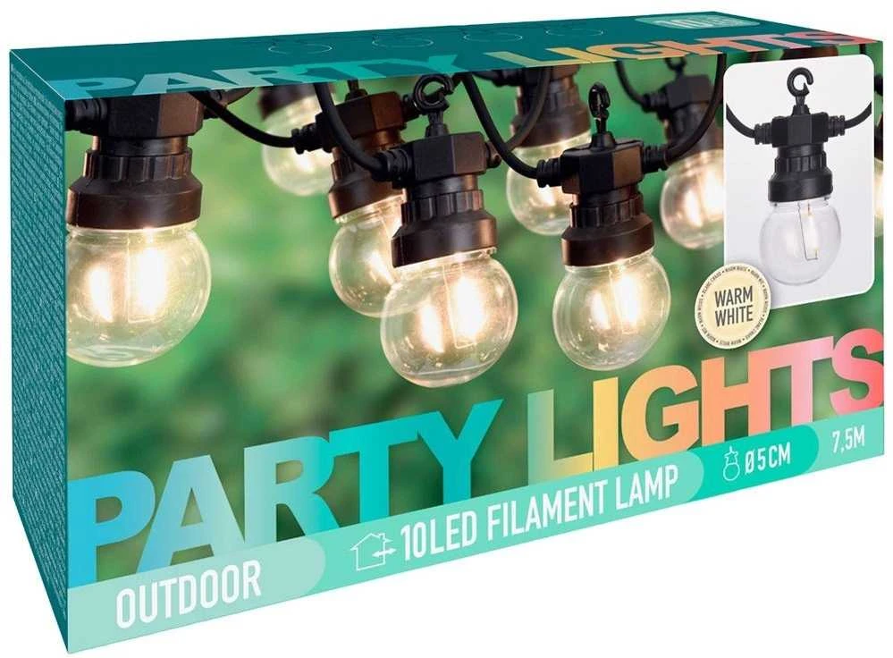 ProGarden Lauko lempučių girlianda 7,5 m, 10 LED švieselių, šilta šviesa