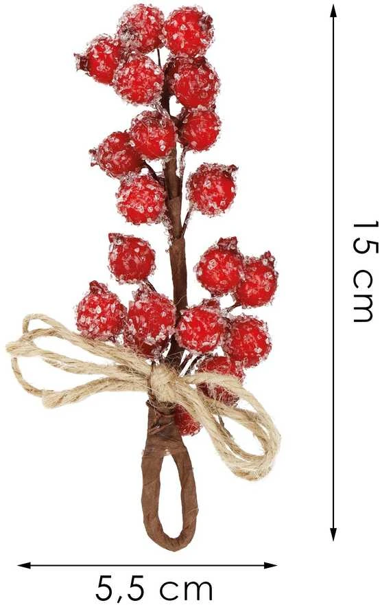 Dekoratyvinė šakelė su šermukšnio uogomis Springos, 15 cm