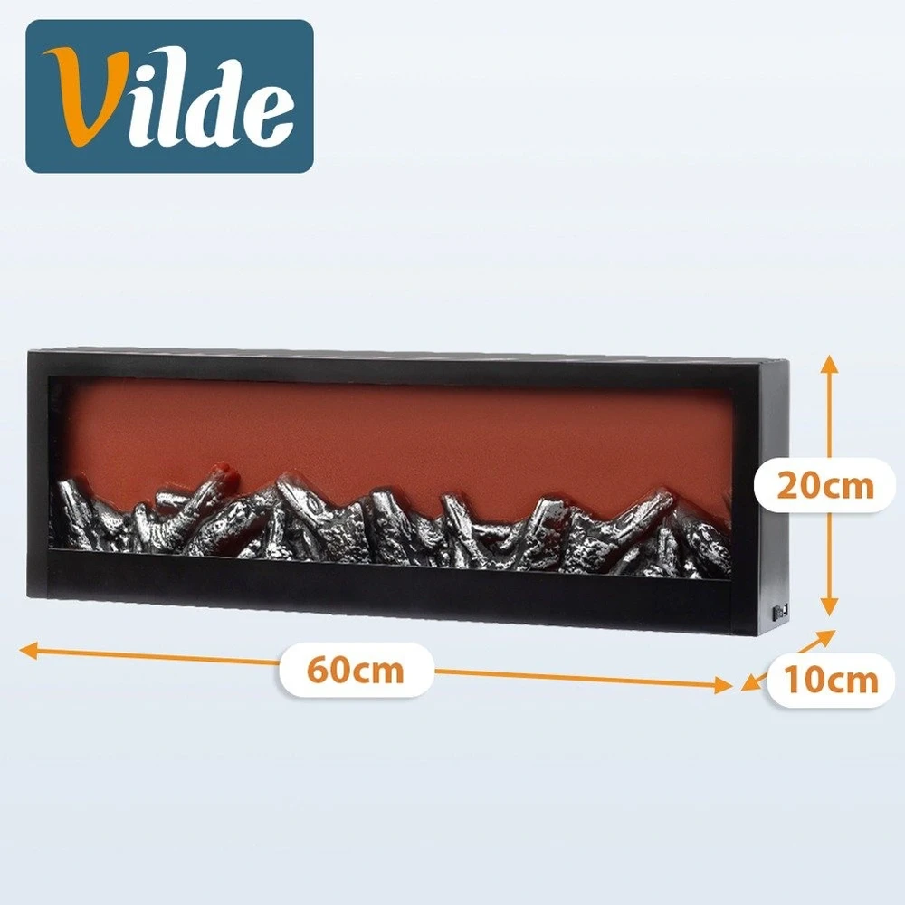 Dekoratyvinis LED židinys, juodas, 60 × 10 × 20 cm