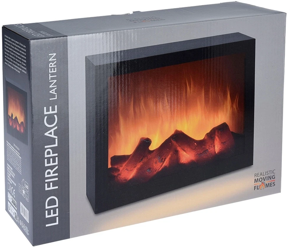 BigBuy Elektrinis židinys LED apšvietimu juodas 29x23 cm