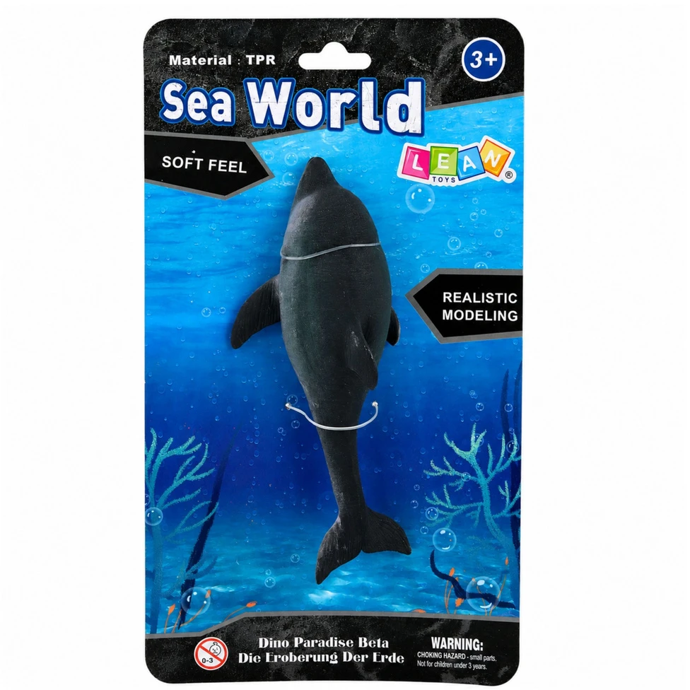 Lean Toys Delfino figūrėlė iš TPR, tamsiai pilka, 17,5 × 7,5 × 3,5 cm