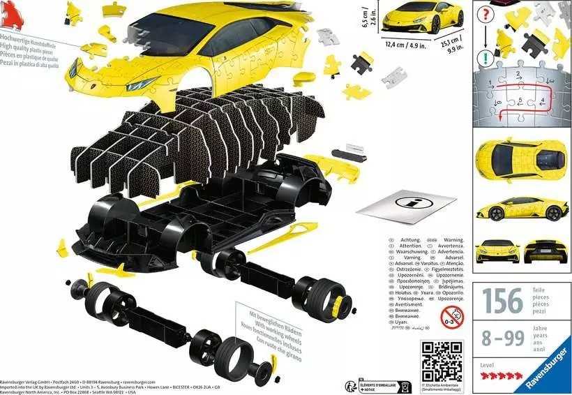 Ravensburger 3D Dėlionė 156 vnt. - Geltonas Lamborghini