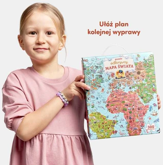 Dėlionė Czuczu Tyrinėtojo galvosūkių pasaulio žemėlapis 300 vienetų + mokomasis plakatas