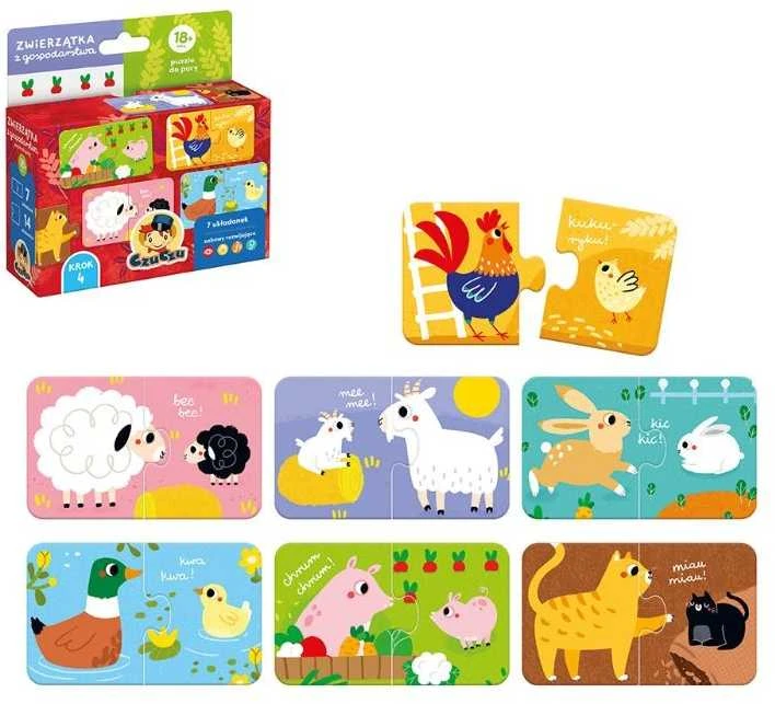 Dėlionė CzuCzu Farm Animals Puzzle for a pair 18m+ 7 puzzles ZA5553
