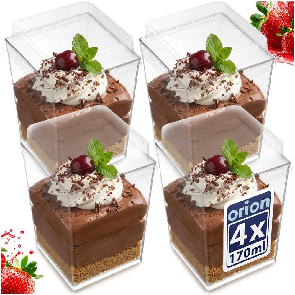 Orion Desertų puodeliai 160 ml, 4 vnt. su dangteliais