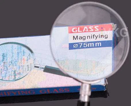 Didinamasis stiklas 75mm su metaline rankena