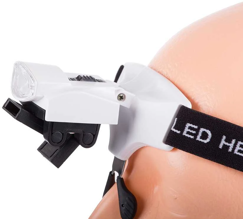 Didinamieji akiniai su LED apšvietimu ir keičiamais lęšiais
