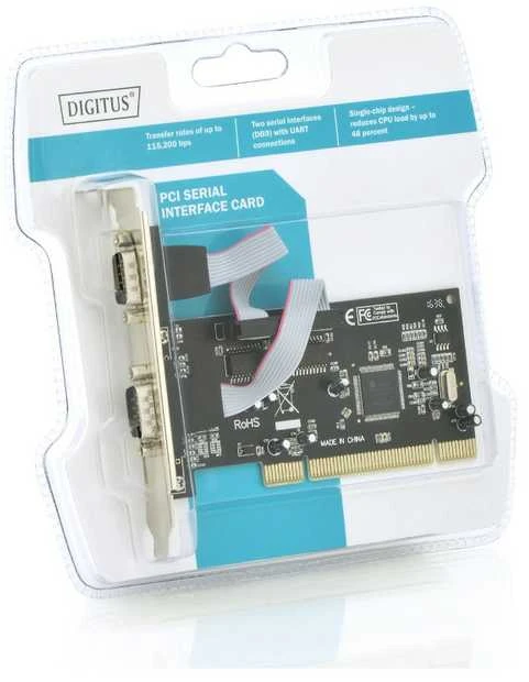 Assmann Electronic DIGITUS Serial I/O 2-port PCI Add-On Card 2 X DB9 M Slot Bracket MCS9865 chipset