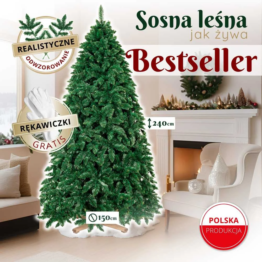 Springos Dirbtinė eglė Royal Trees Miško pušis 240 cm su keturšakiu stovu