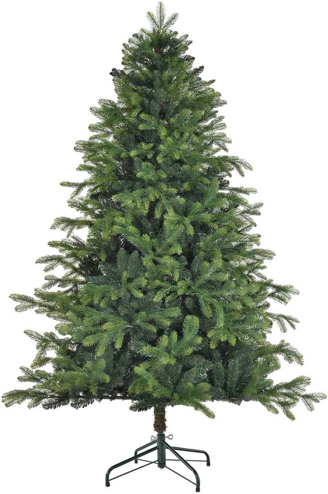 Dirbtinė Kalėdų eglutė HOMCOM, 180 cm, su 1700 šakų, plati, su sulankstomu metaliniu stovu, kalėdiniam dekorui, žalia