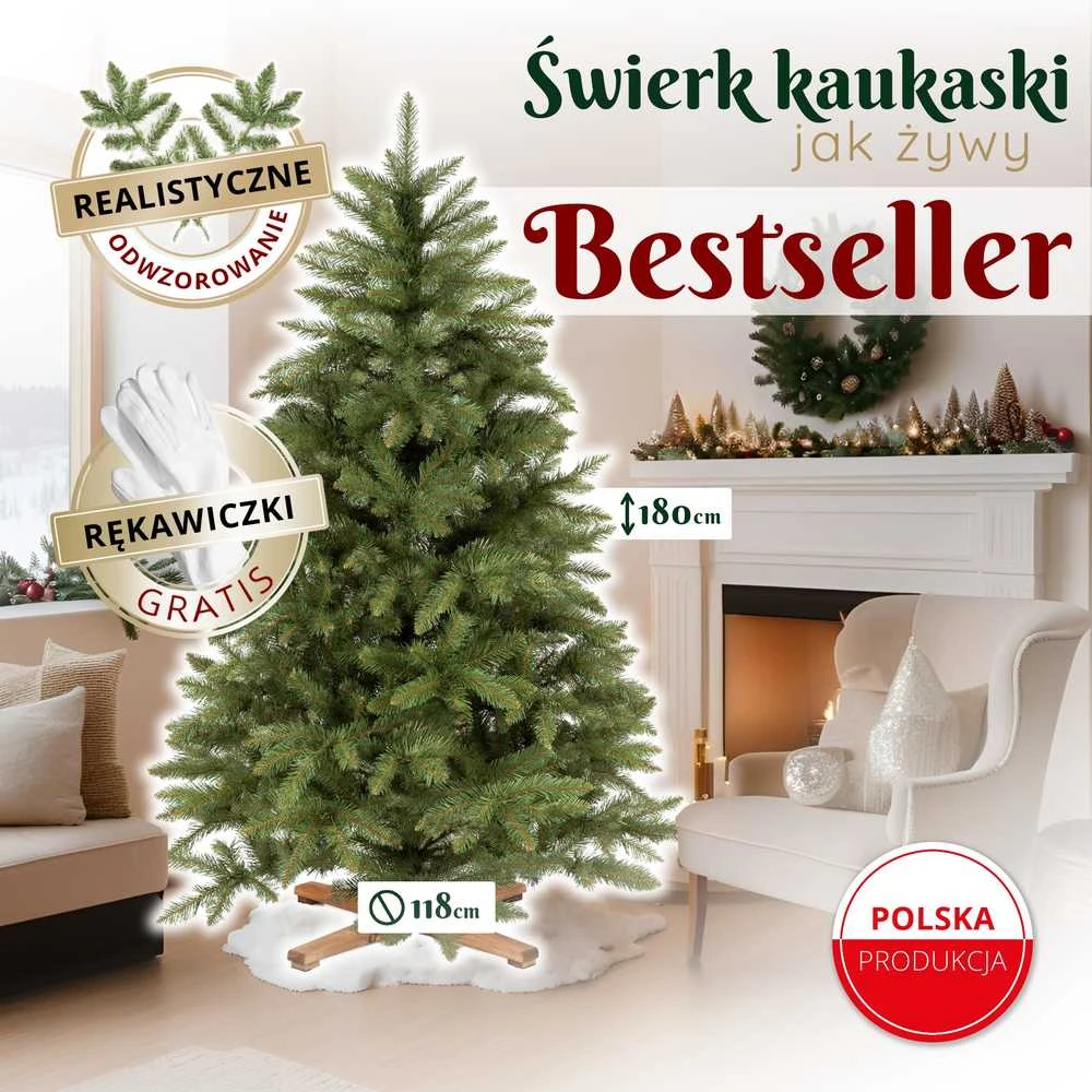 Springos Dirbtinė eglutė Royal Trees Skandinaviška 180 cm su mediniu stovu