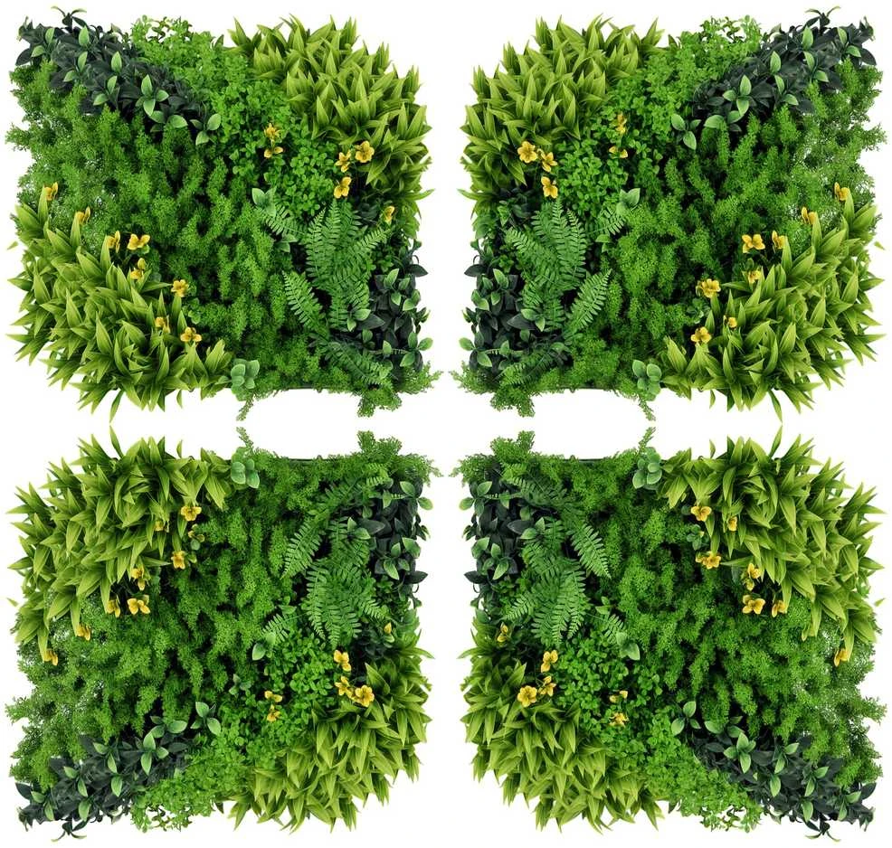 Outsunny dirbtinės augalų sienelės 12 vnt., atsparios UV spinduliams, privatumo apsauga, daugialapis dizainas, 50x50 cm, sodui ir laukui