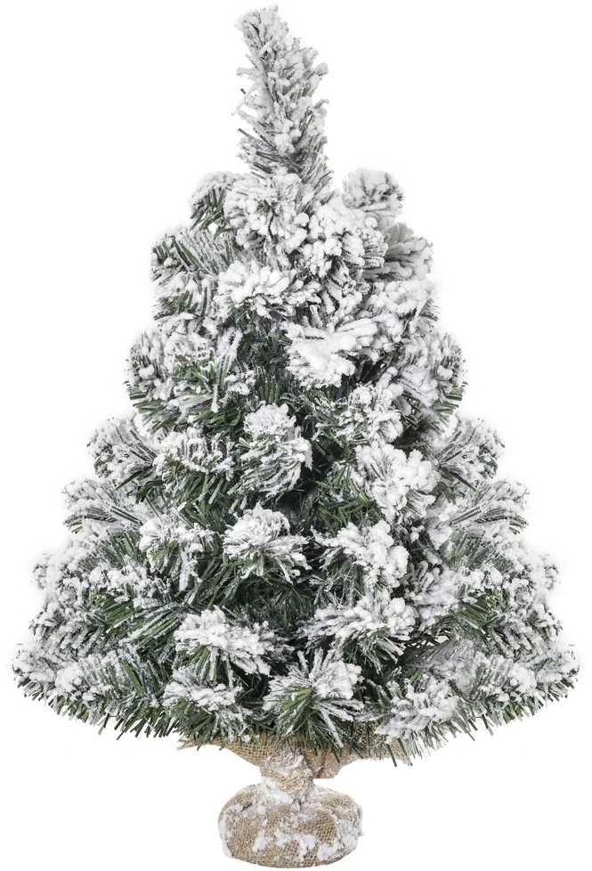 HOMCOM mini dirbtinė Kalėdų eglutė 60 cm, apsnigta, 67 šakelės, cementinis pagrindas, skirta patalpoms ir biurui