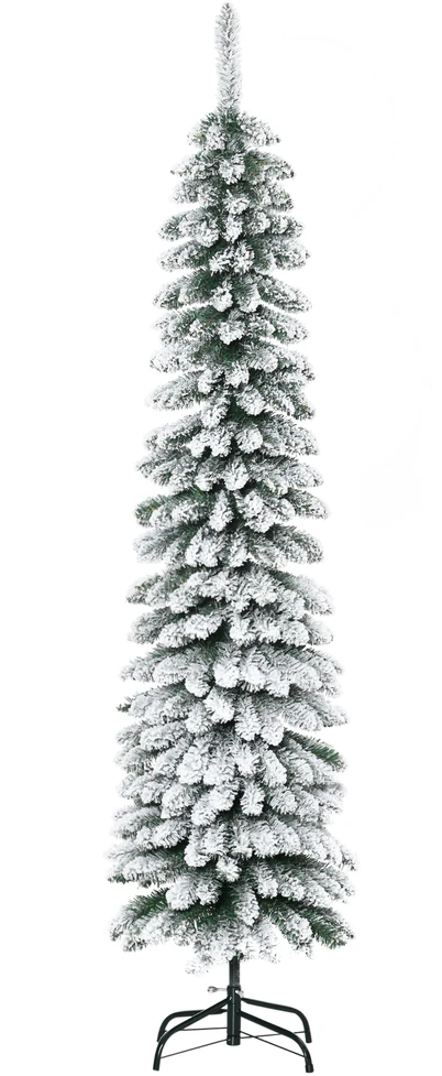 HOMCOM dirbtinė Kalėdų eglutė, snieguota, siauro dizaino, ugniai atspari, 180 cm, žalia-balta
