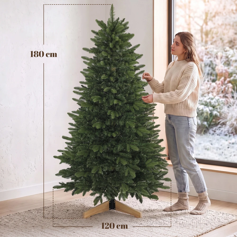 Dirbtinė kalėdinė eglutė Fraser eglės formos su mediniu stovu, žalia, 180 cm