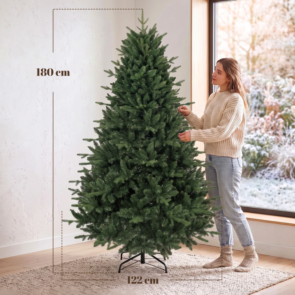 Dirbtinė kalėdinė eglutė su 1237 šakelėmis ir metaliniu stovu, žalia, 180 cm