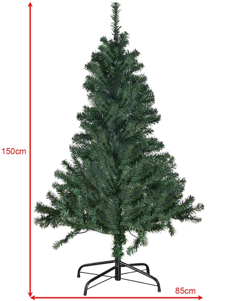 Dirbtinė kalėdinė eglutė su 150 spalvotų ir šiltai baltų LED lempučių, 150 cm, Ø 40 cm