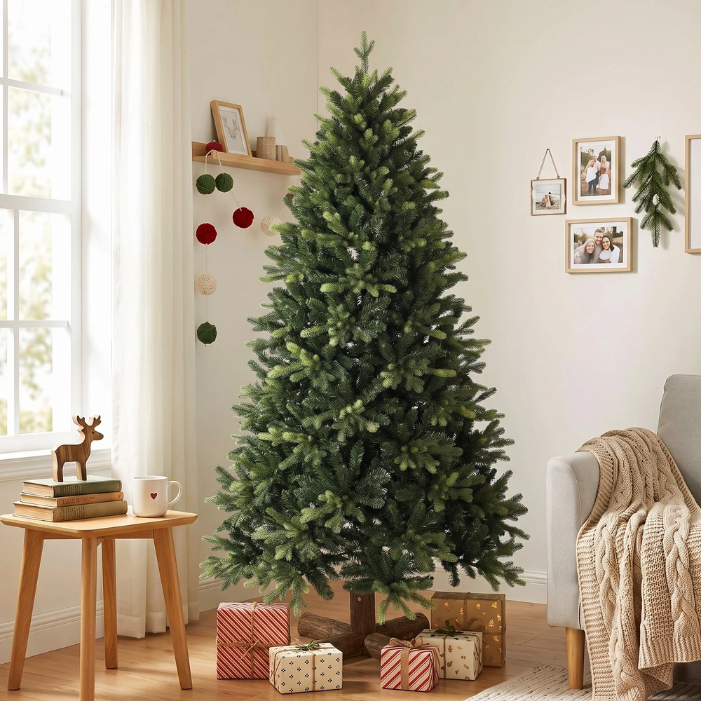 Dirbtinė kalėdinė eglutė su 2419 PE ir PVC šakelių galiukais ir atlenkiamomis šakomis, žalia, Ø 105 × 180 cm