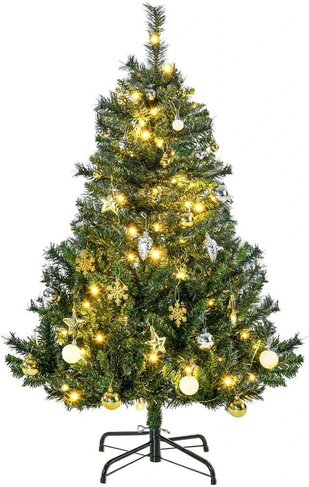 Dirbtinė kalėdinė eglutė su 80 šiltai baltų LED, 307 šakelių galiukais, žalia, Ø75 × 120 cm