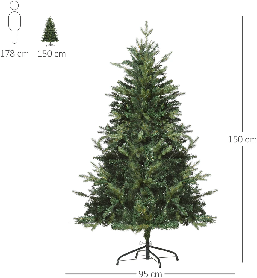 Dirbtinė kalėdinė eglutė su 946 šakelių galiukais, žalia, 150 cm