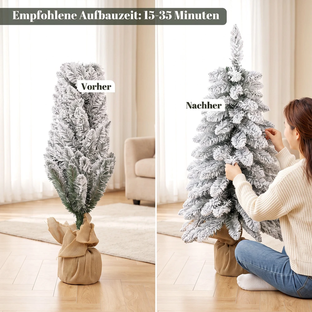 Dirbtinė kalėdinė eglutė su apsnigtais šakelių galiukais, balta, 90 cm