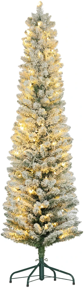 Dirbtinė kalėdinė eglutė su apsnigtomis šakomis ir LED apšvietimu, žalia/balta, 180 cm