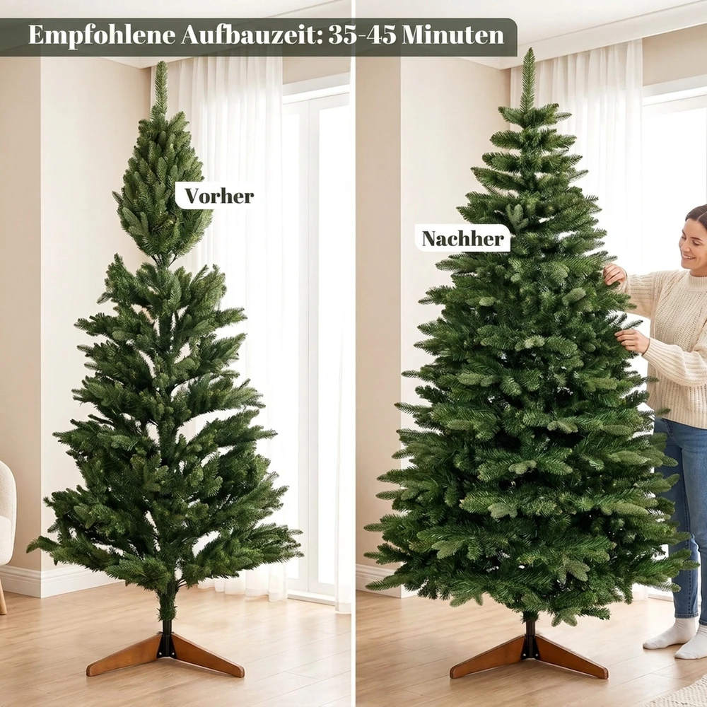 Dirbtinė kalėdinė eglutė su atlenkiamomis šakomis, 961 šakelių galiukas, žalia, 180 cm