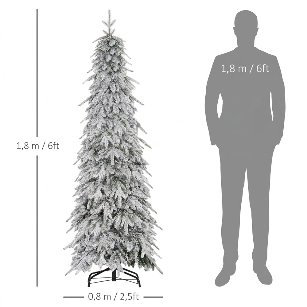 Dirbtinė kalėdinė eglutė su dirbtiniu sniegu ir 600 šakelių galiukų, žalia, Ø 80 × 180 cm